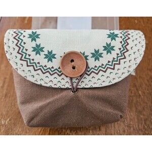 Small Bag New w/ Tags Languostyle Brown Tan White Green Hippie Boho Coin Bag